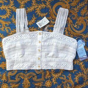 🌟NWT lace crop top white medium Japna
